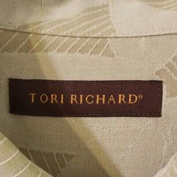 Tori Richard - Gold 100% Silk Button Up Short Sleeve Classic Hawaiian Size XL - Picture 4 of 7